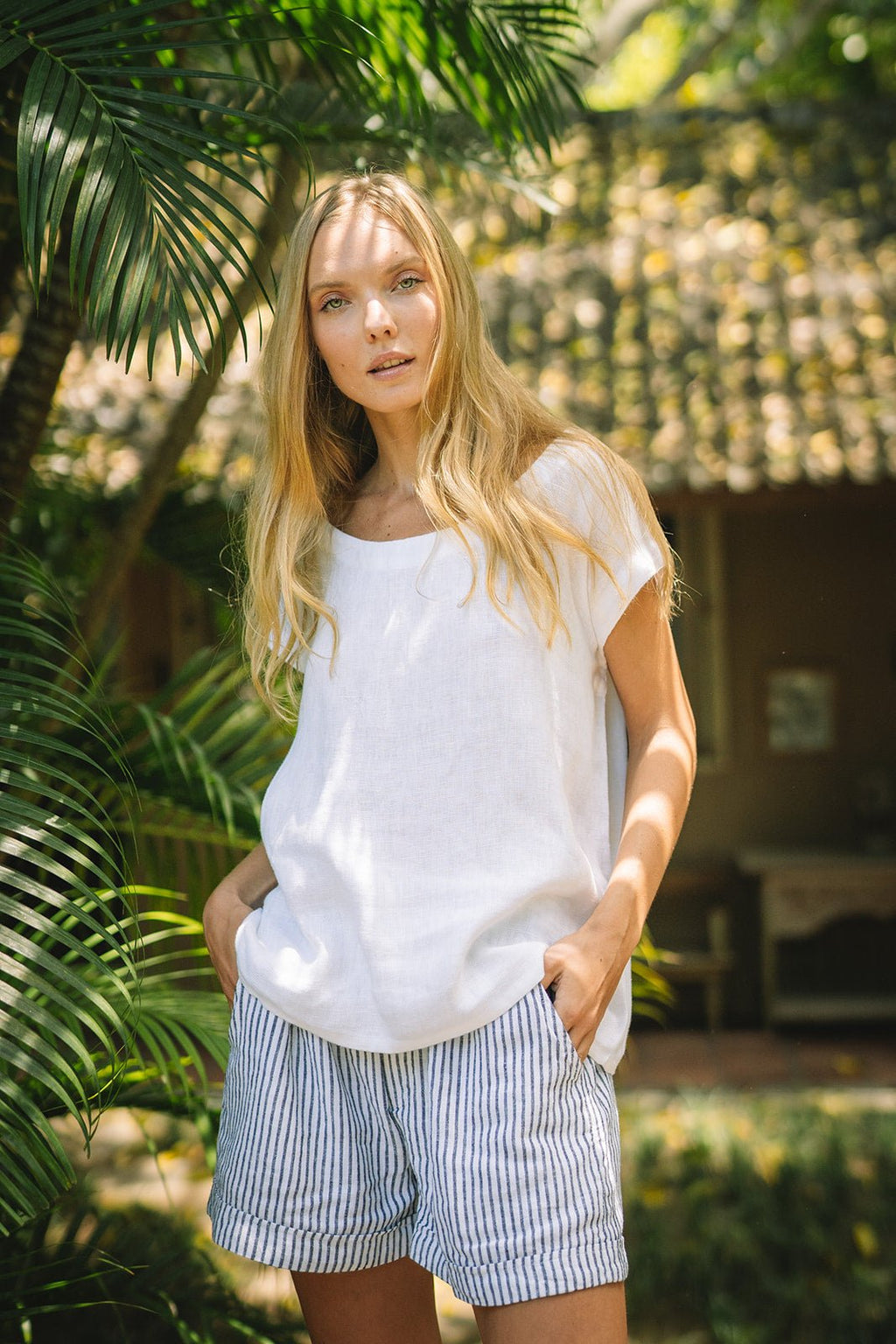 Valentino Classic Resort Short Linen | Stripe - MY ISLAND COLLECTIVE