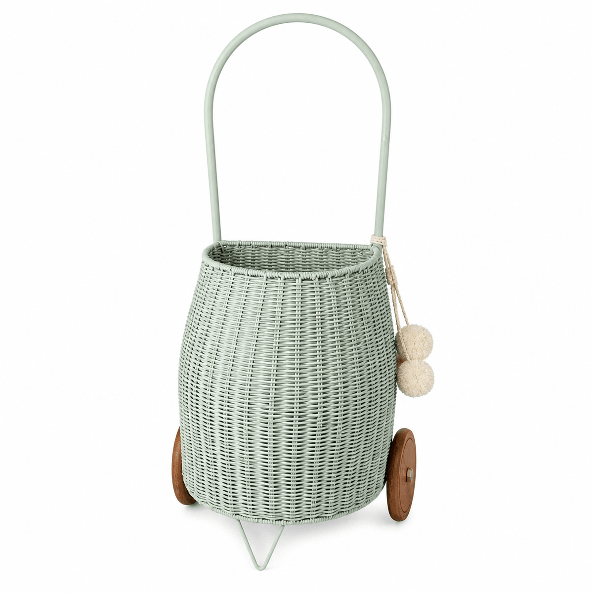 Wheeled Rattan Kids Basket Medium | Green - MY ISLAND COLLECTIVE