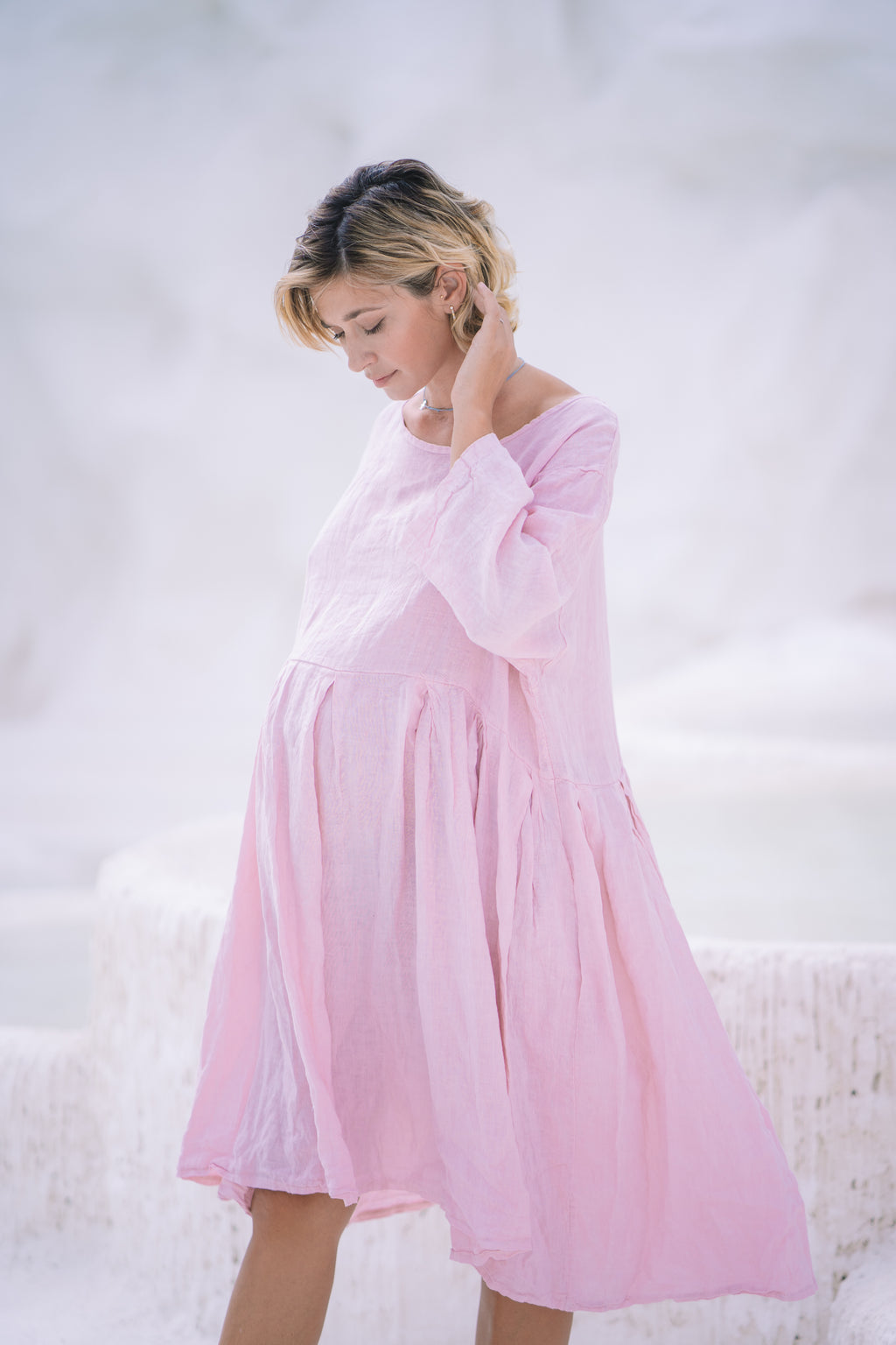 Corsica Italian Linen Weekender Dress | Pink