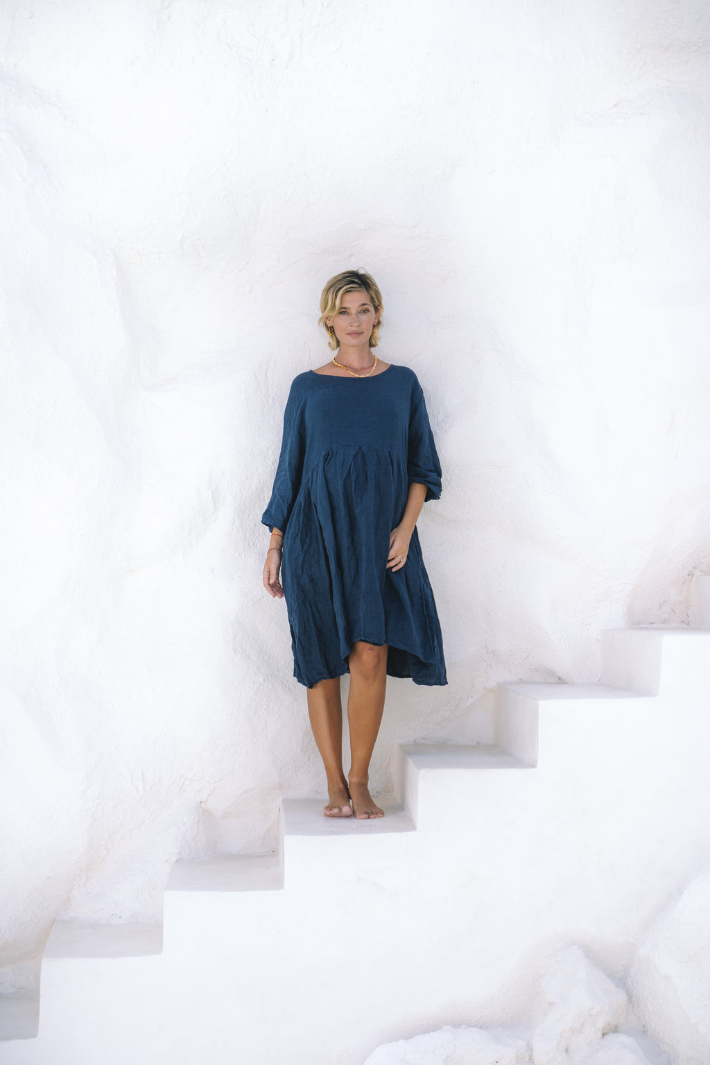 Corsica Italian Linen Weekender Dress | Navy