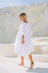 CORSICA ITALIAN LINEN WEEKENDER DRESS |  WHITE