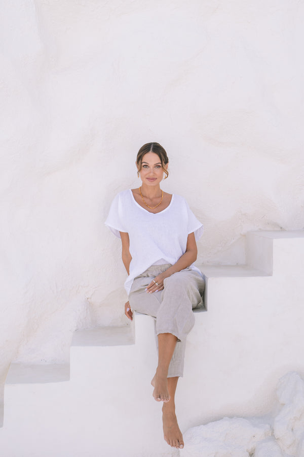 FLORENCE LINEN TOP | WHITE