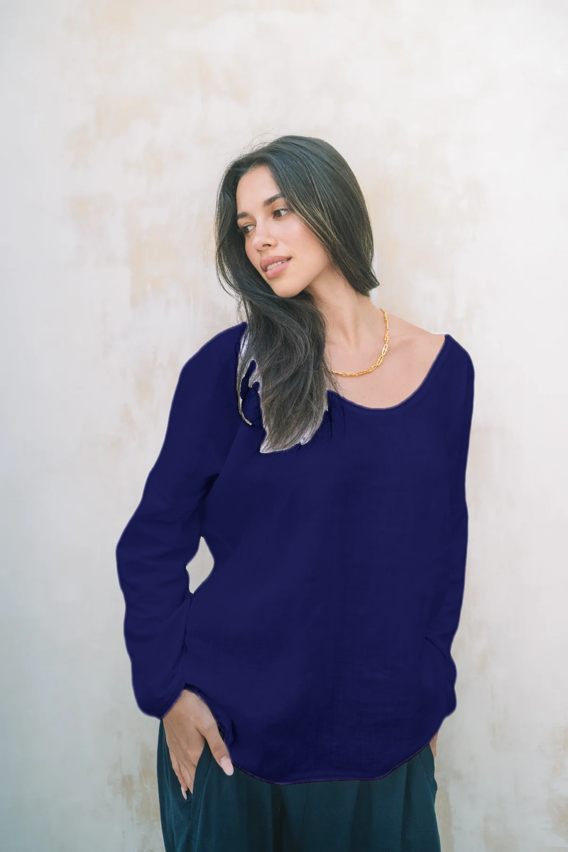 Mallorca Linen Top | Long Sleeve