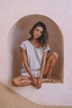 Milano Classic Linen Top | Amalfi Pinstripe