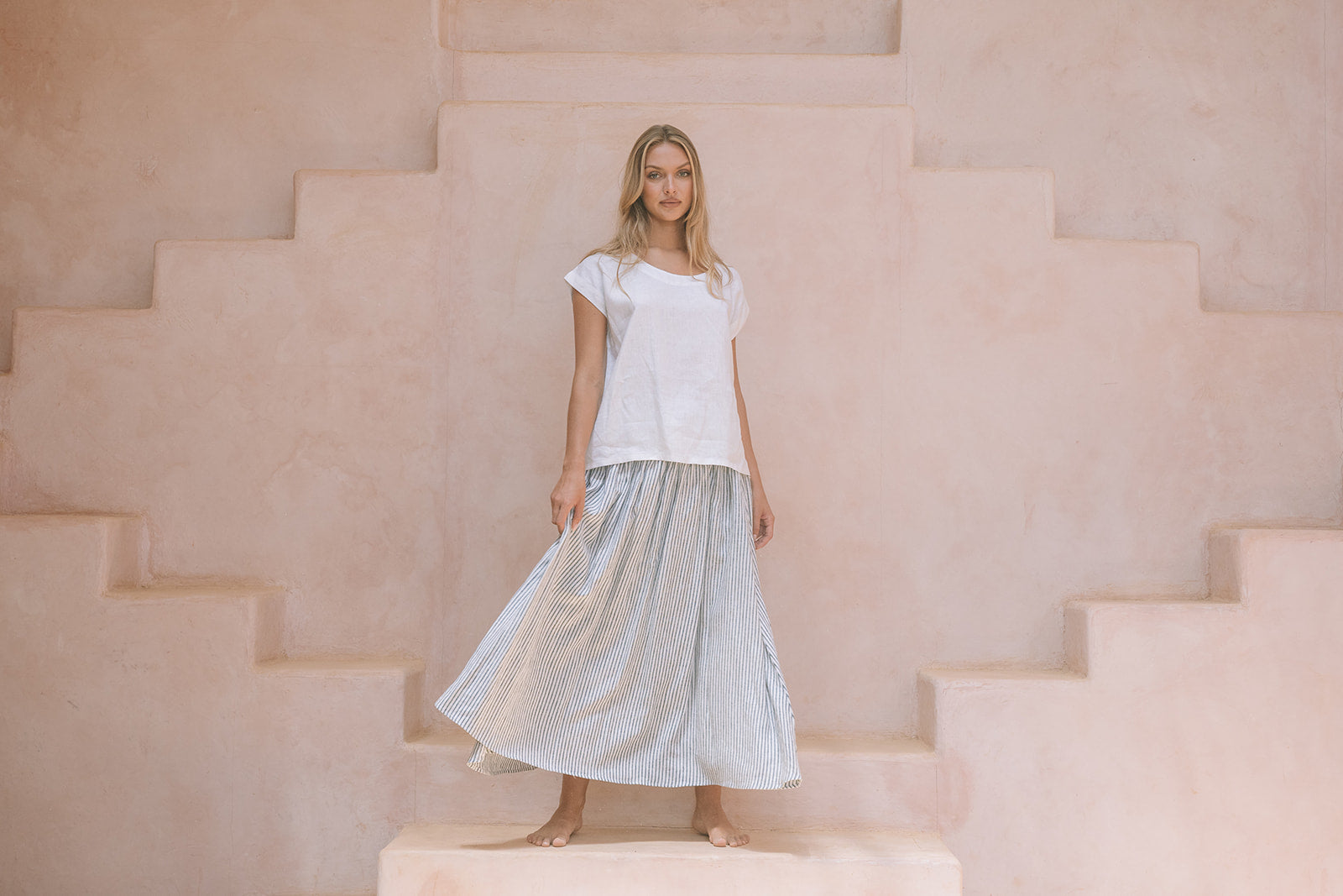 Milano Linen Skirt | Midi | Avalon Stripe