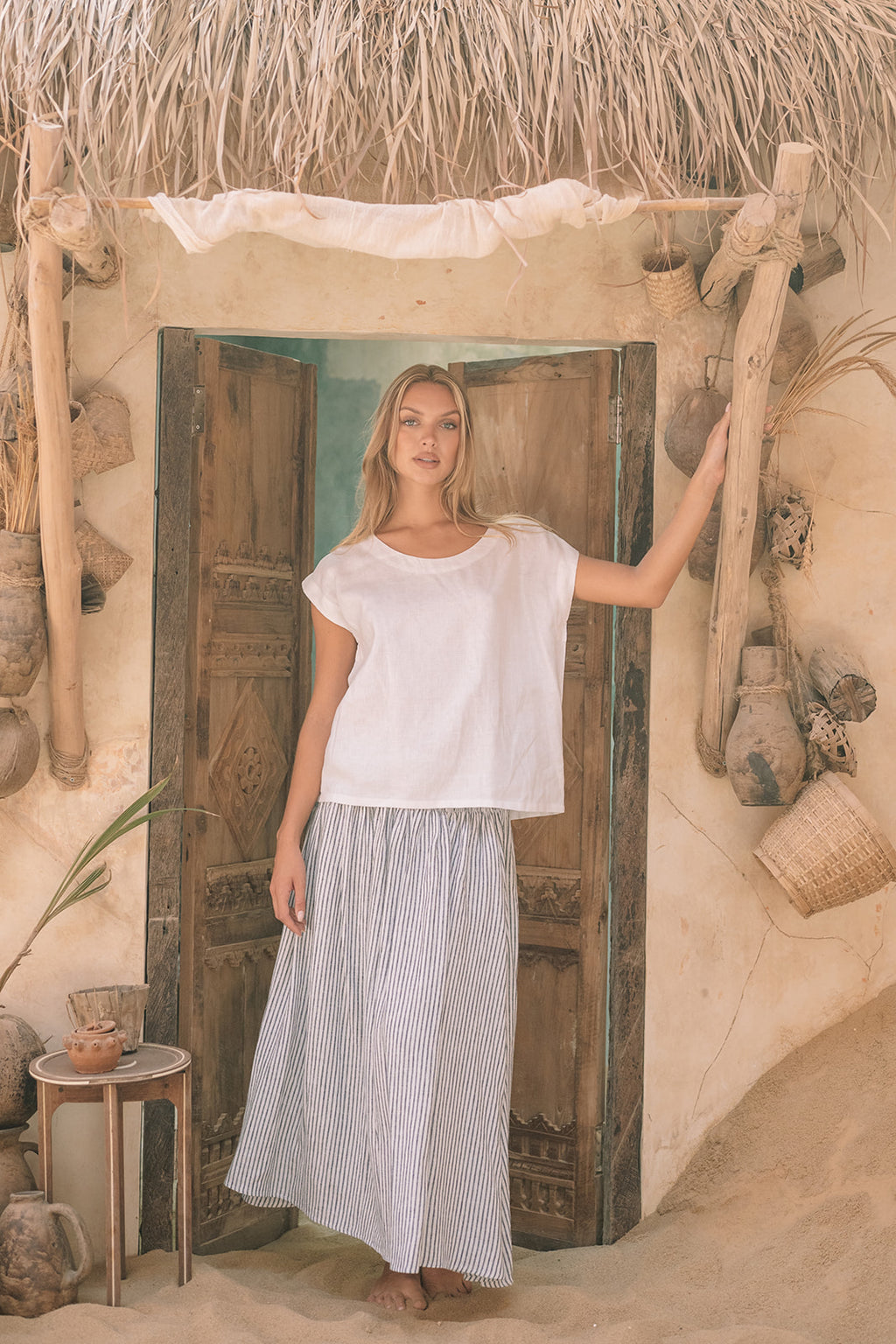 Milano Linen Skirt | Midi | Avalon Stripe