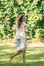 Milano Linen Skirt | Midi | Grey Pinstripe