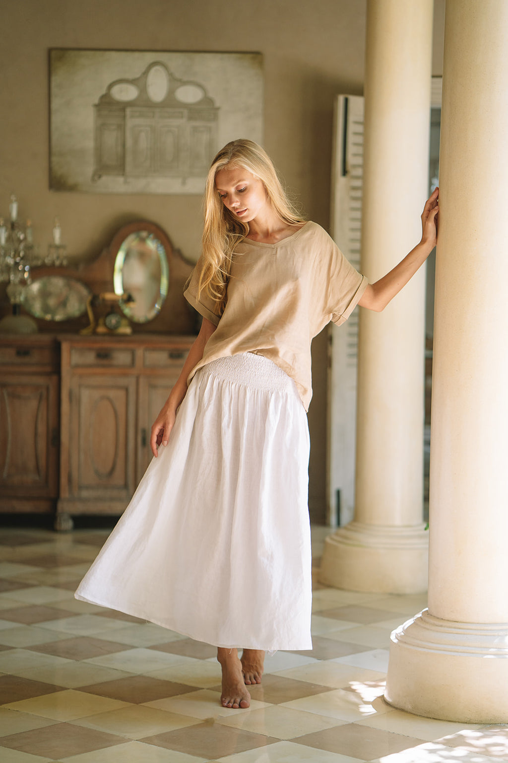 Milano Linen Skirt | Midi | White