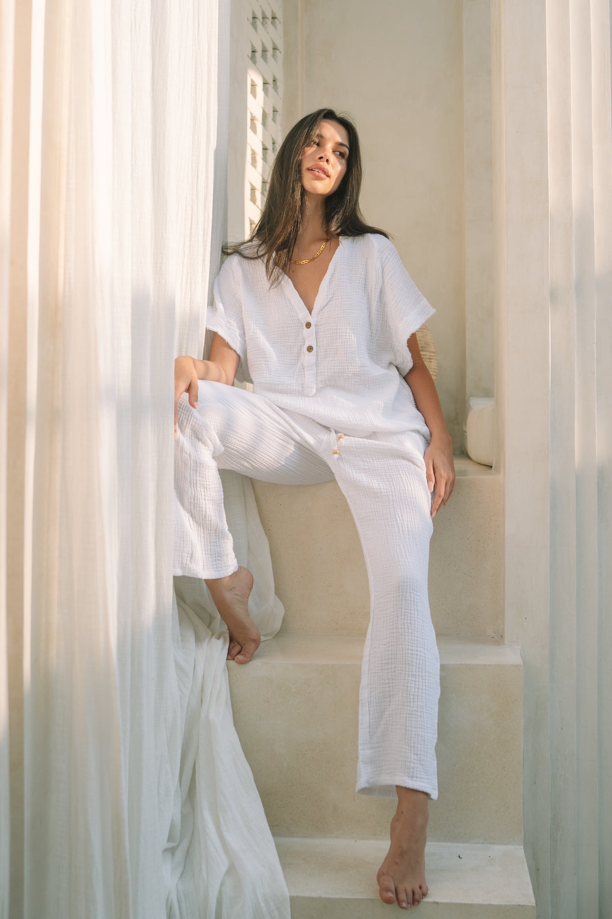 Palazzo Lounge Pant | White