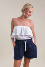 Women Cotton Gauze / Muslin Short - Valentino Classic Resort Short Navy