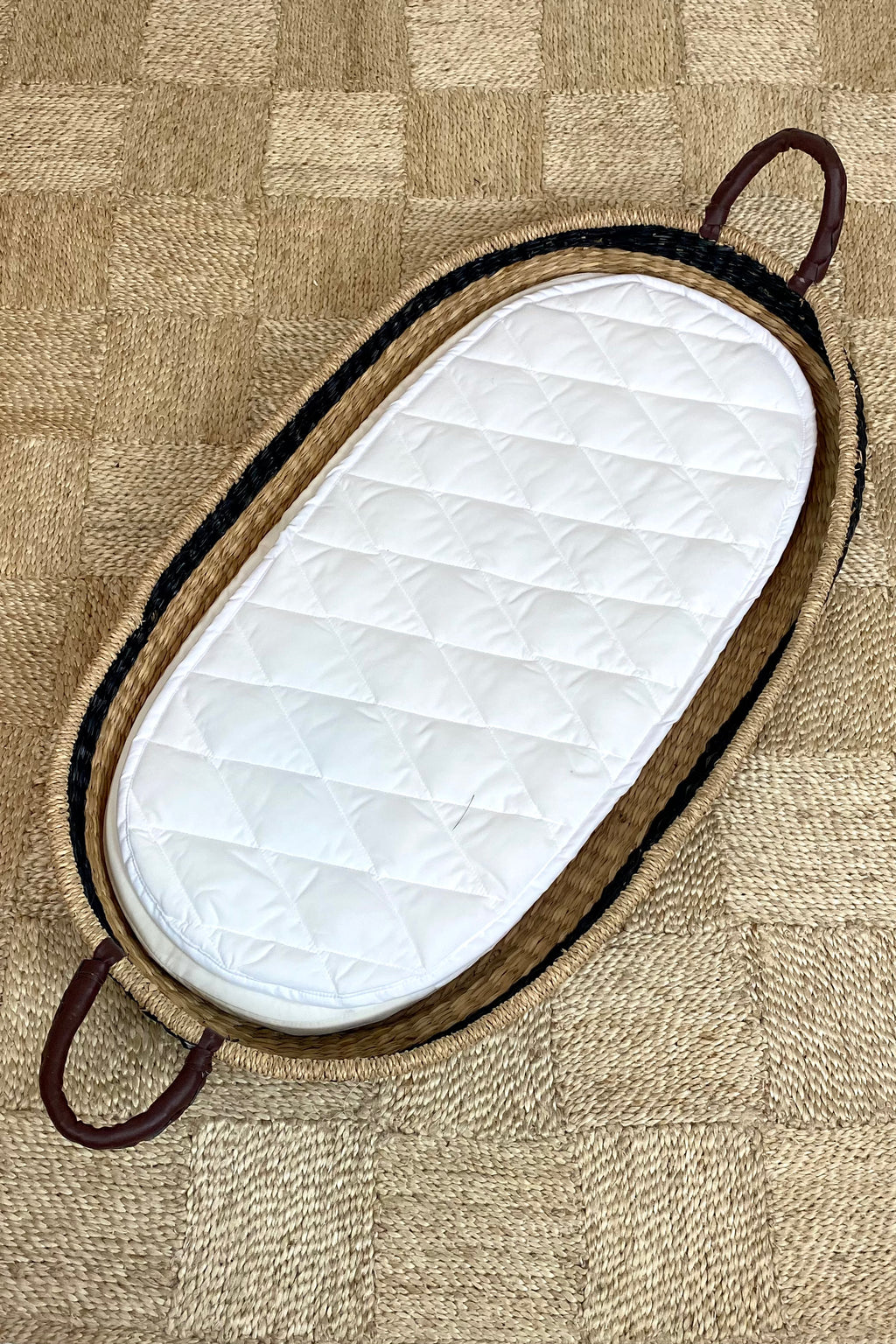 Baby Changing Basket - Natural + Black