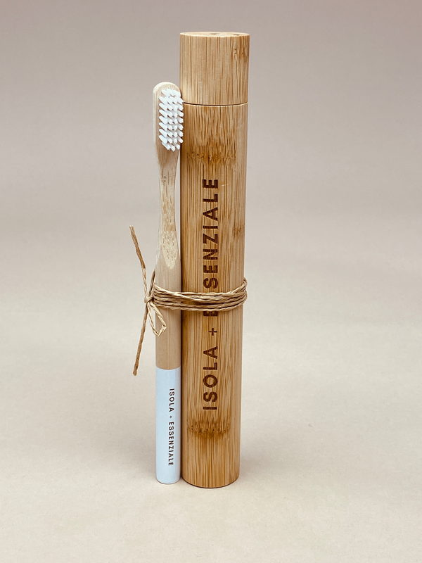 Bamboo Toothbrush + Travel Holder