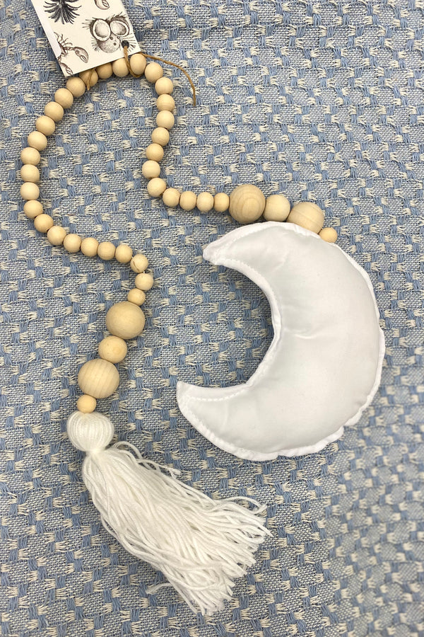 Wooden Moon Decorative - White
