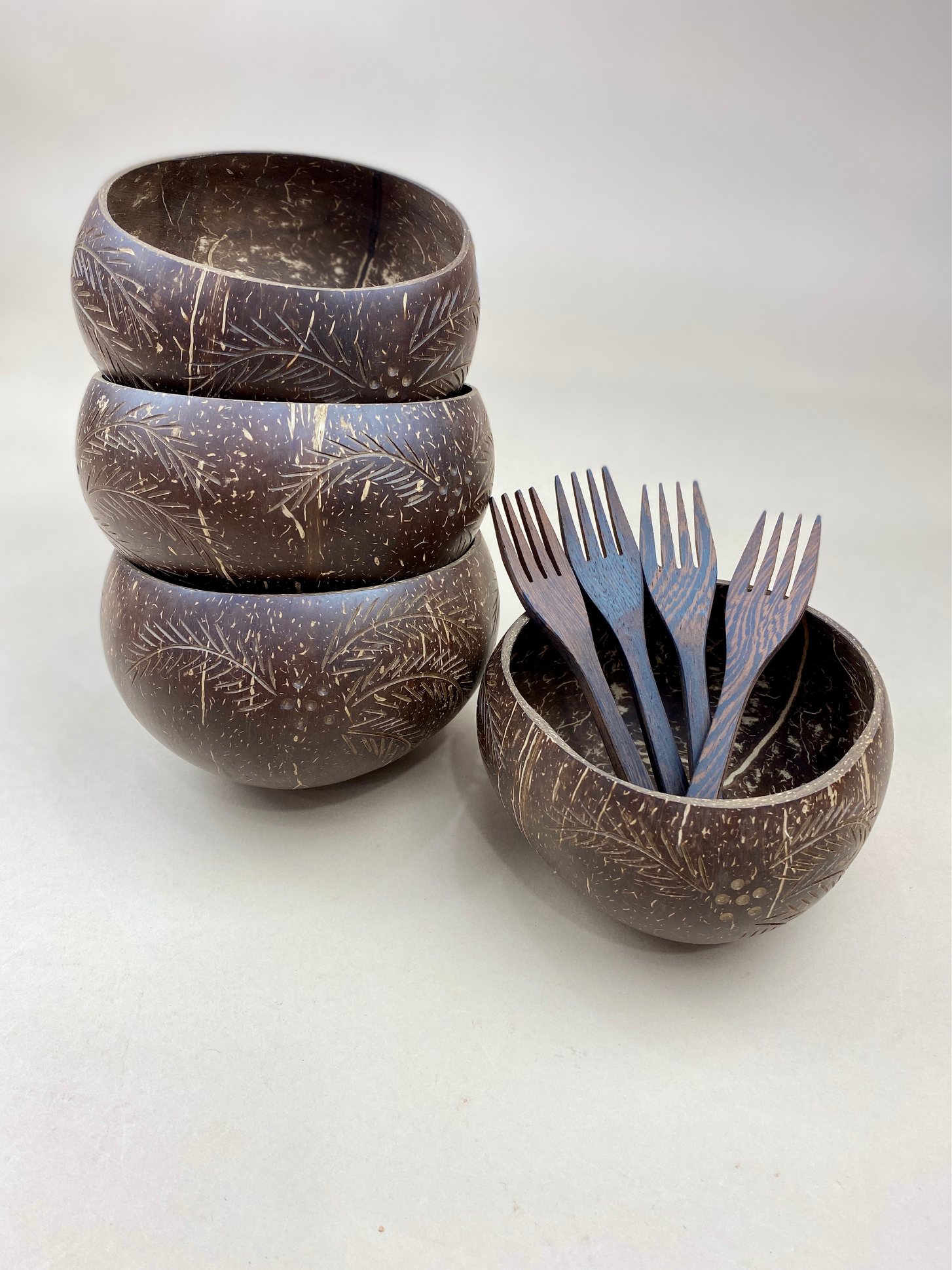 PALM TREE  / JUMBO COCONUT BOWLS(4)