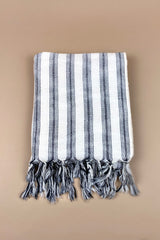 Amalfi Luxe Linen hand loomed Towel | Black Stripe