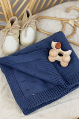 Madrid Cotton Baby Blanket | Navy
