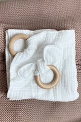 Set Baby Wooden Rattle + Cuddle Cloth