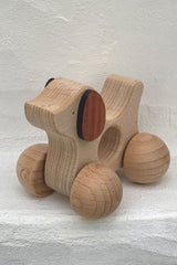 wooden baby toy dog