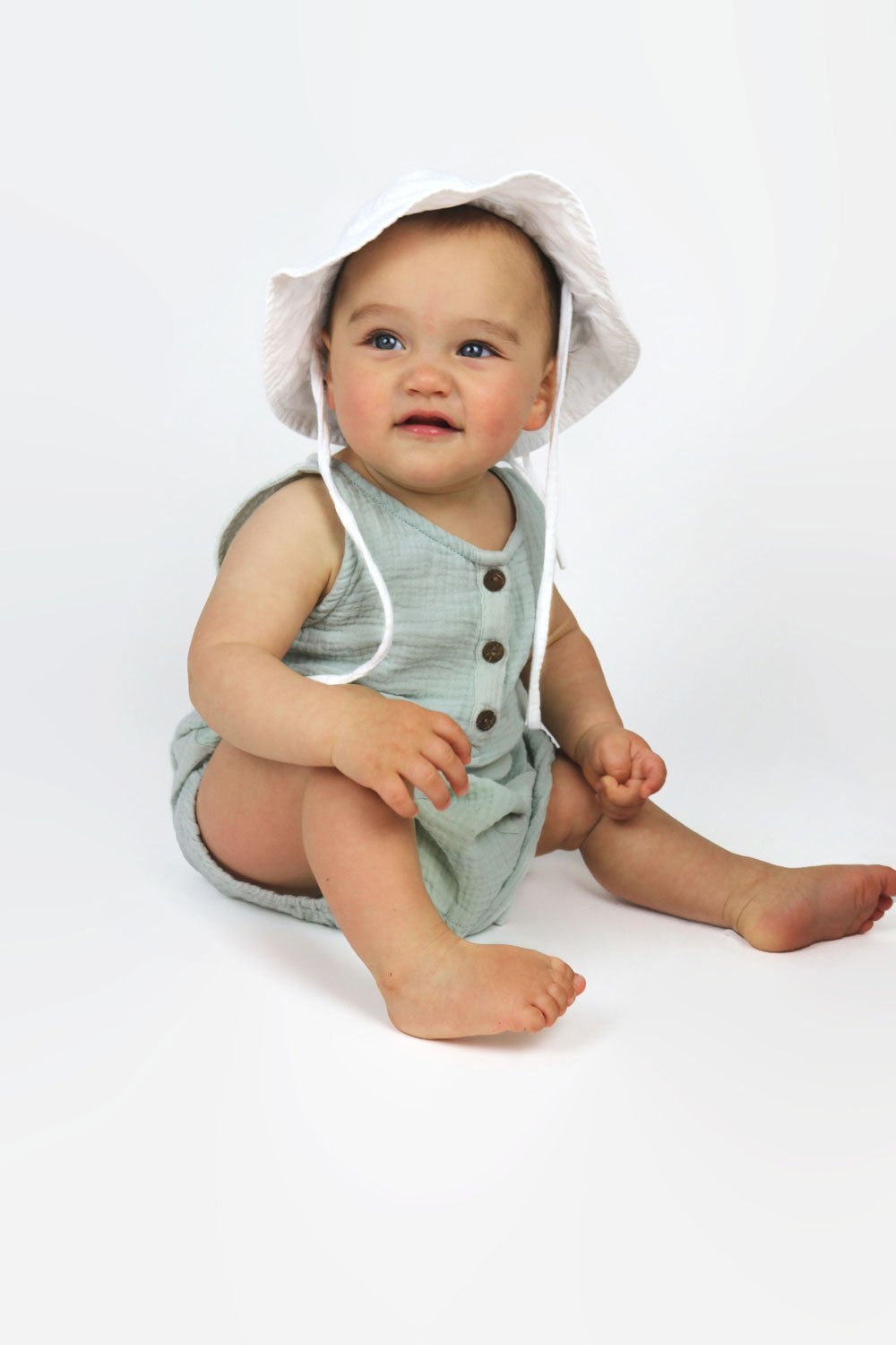 Bambino Baby Sun Hat - Unisex - White - MY ISLAND COLLECTIVE