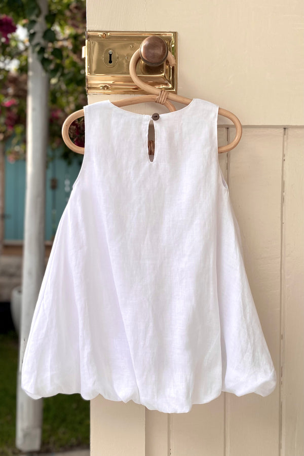 Chiara Bubble Dress Linen - White