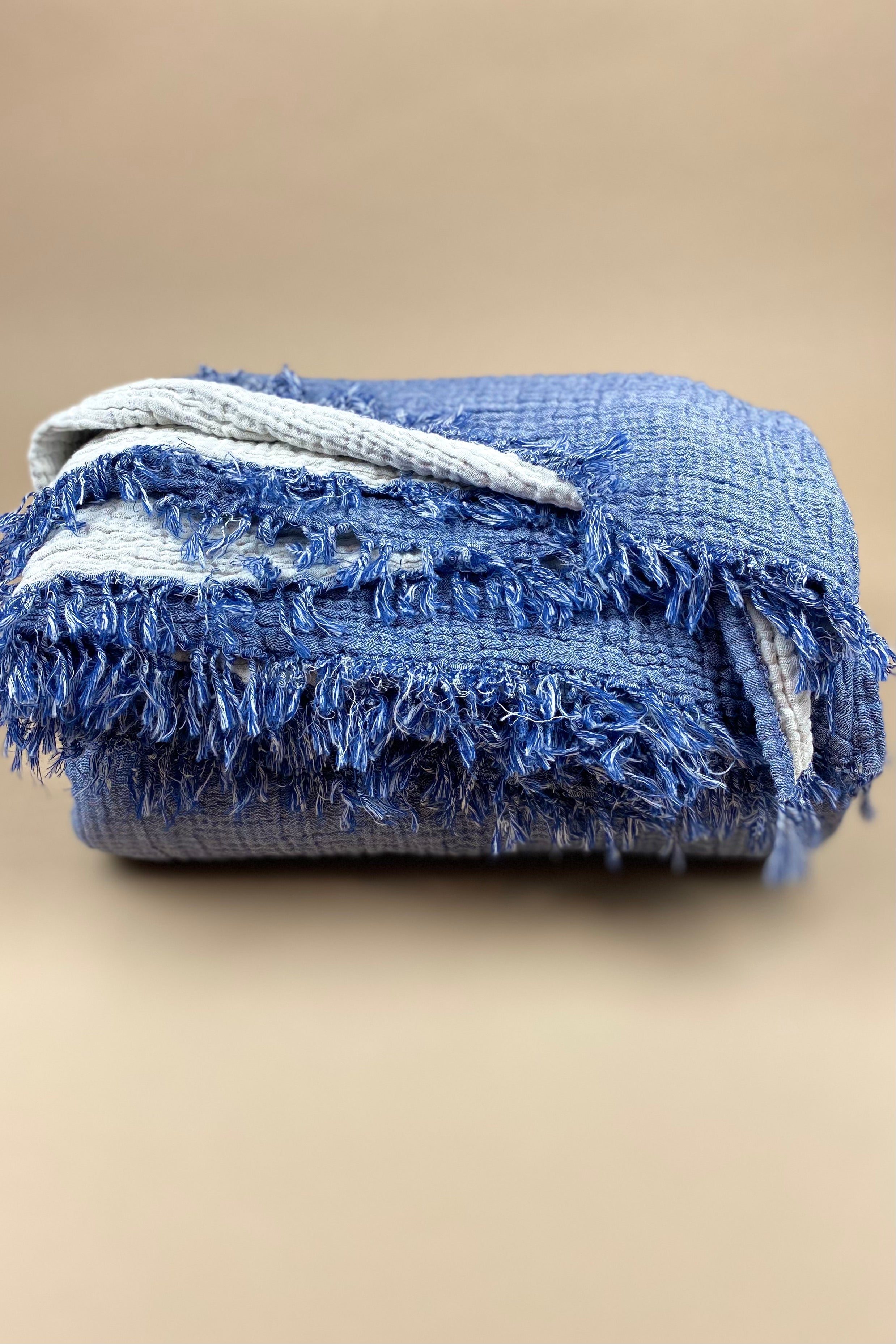 Corsica Bed Cover | Denim + Natural - MY ISLAND COLLECTIVE