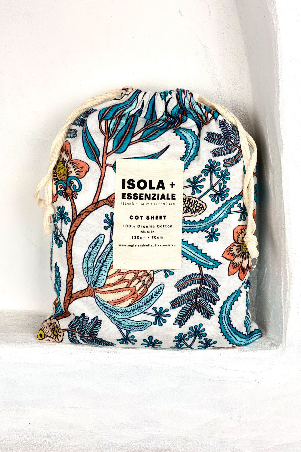 Banksia Organic Cotton Fitted Cot Sheet | White