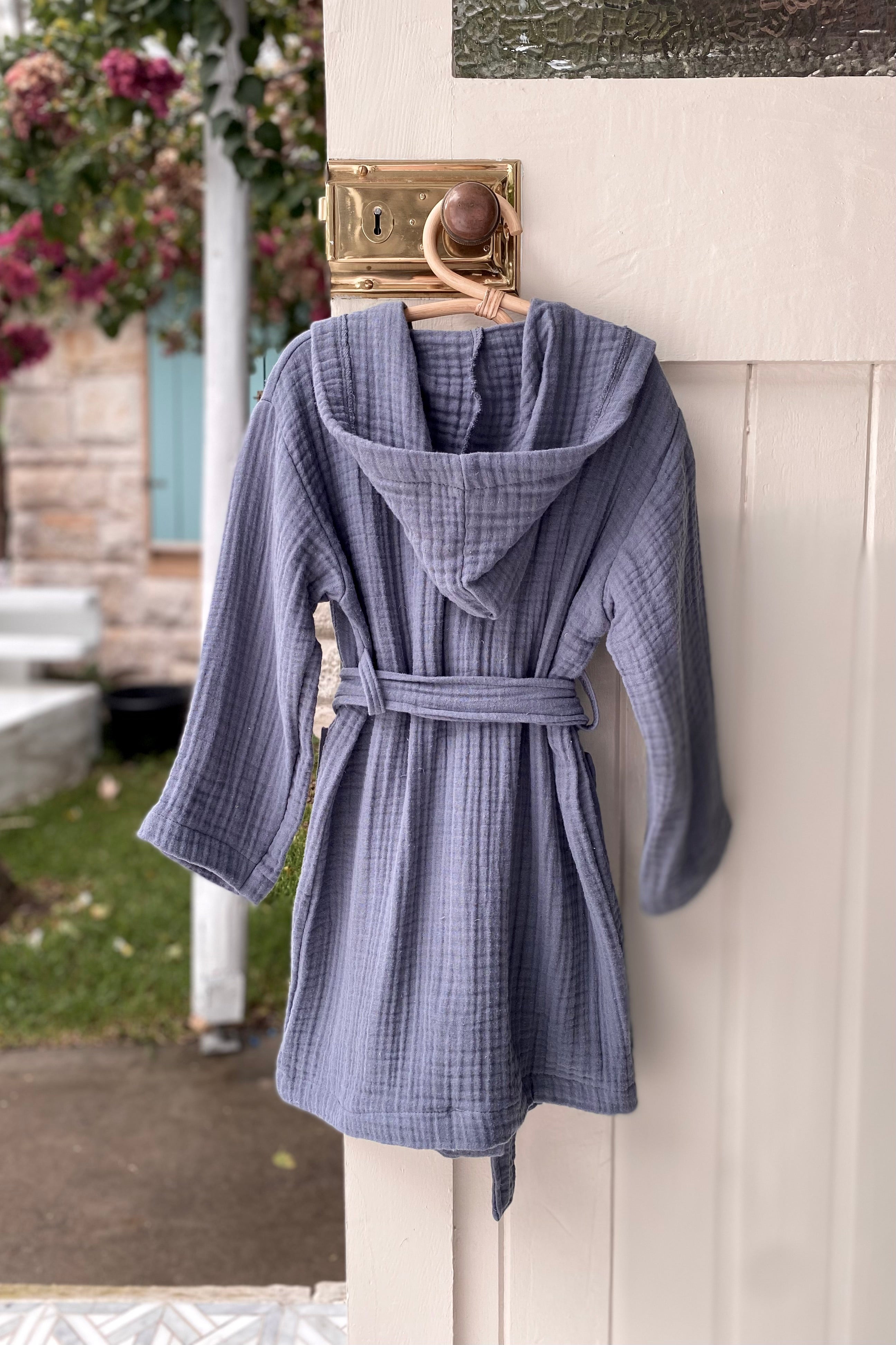 European Turkish Toddler Hooded Bathrobe - Dark Blue - MY ISLAND COLLECTIVE