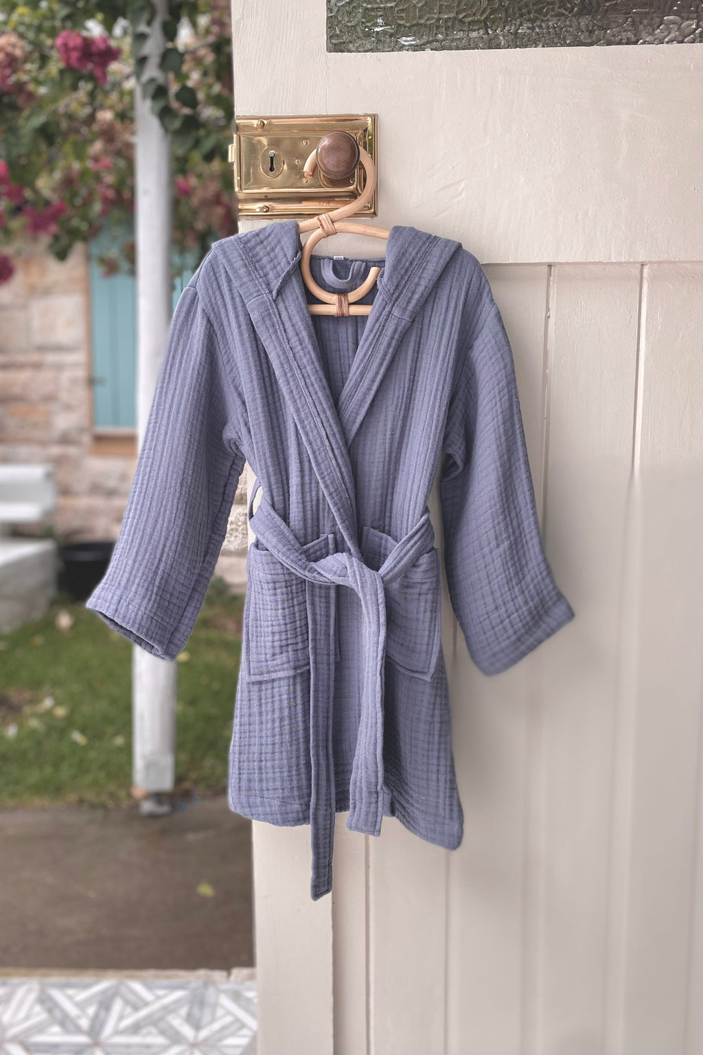 European Turkish Toddler Hooded Bathrobe - Dark Blue - MY ISLAND COLLECTIVE