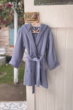 European Turkish Toddler Hooded Bathrobe - Dark Blue - MY ISLAND COLLECTIVE