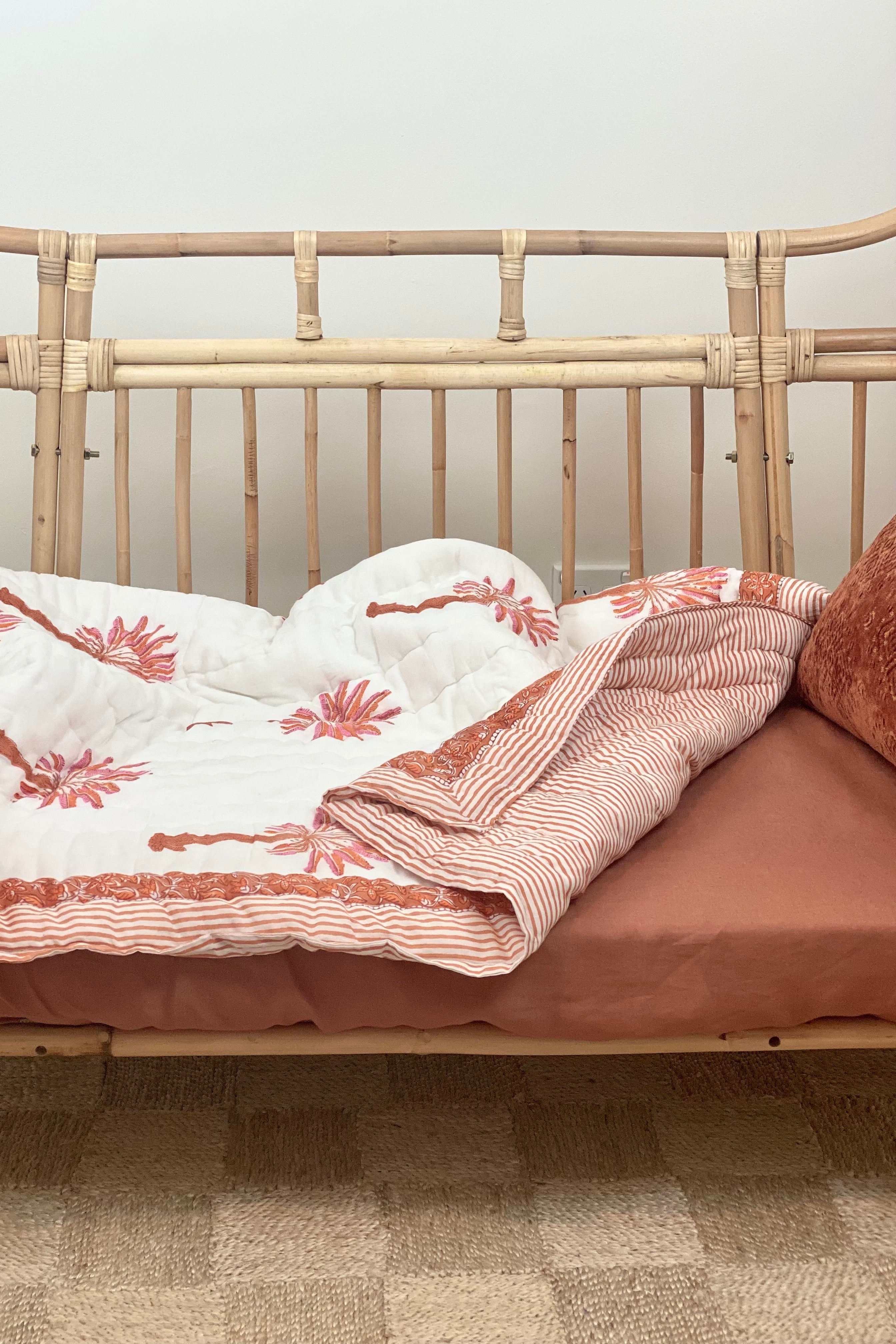 Isola French Flax Linen Fitted Cot Sheet | Rust