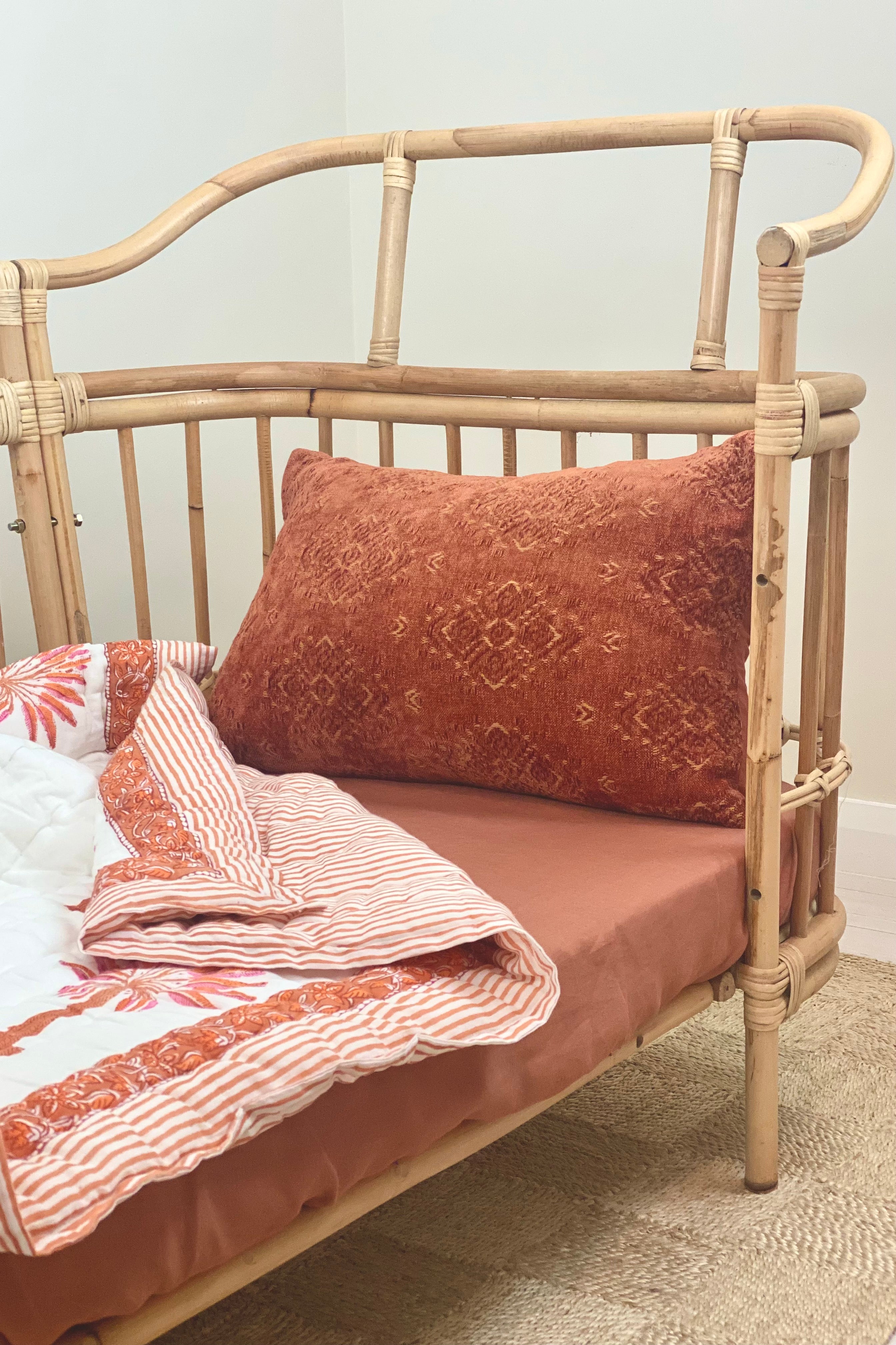 Isola French Flax Linen Fitted Cot Sheet | Rust