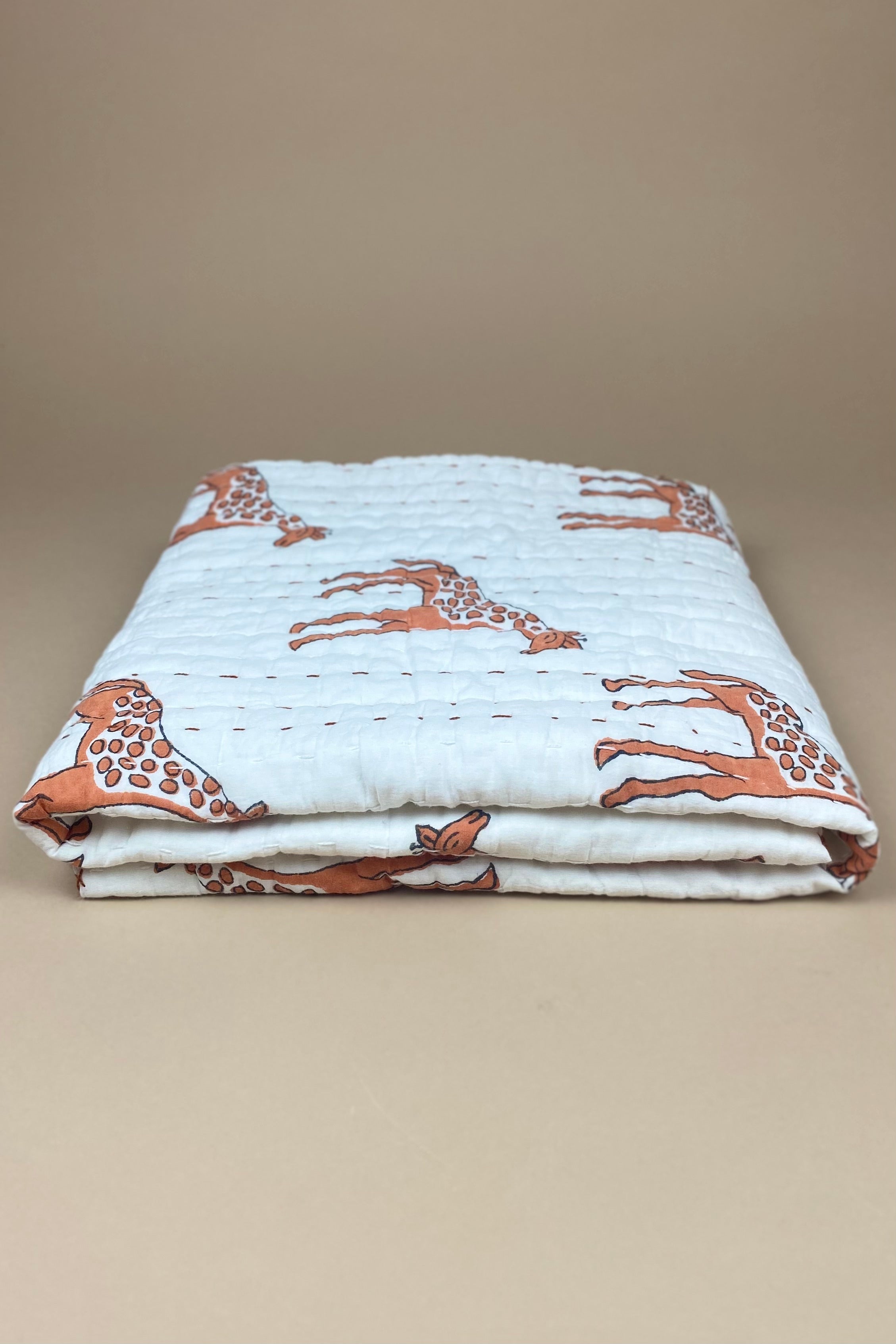 Giraffe Kantha Blanket + Floor Mat | Rust | 100 x 100 - MY ISLAND COLLECTIVE