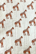 Giraffe Kantha Blanket + Floor Mat | Rust | 100 x 100 - MY ISLAND COLLECTIVE