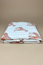 Giraffe Kantha Blanket + Floor Mat | Rust | 100 x 100