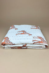 Giraffe Kantha Blanket + Floor Mat | Rust | 100 x 100
