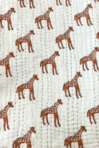 Giraffe Kantha Blanket + Floor Mat | Rust | 100 x 100