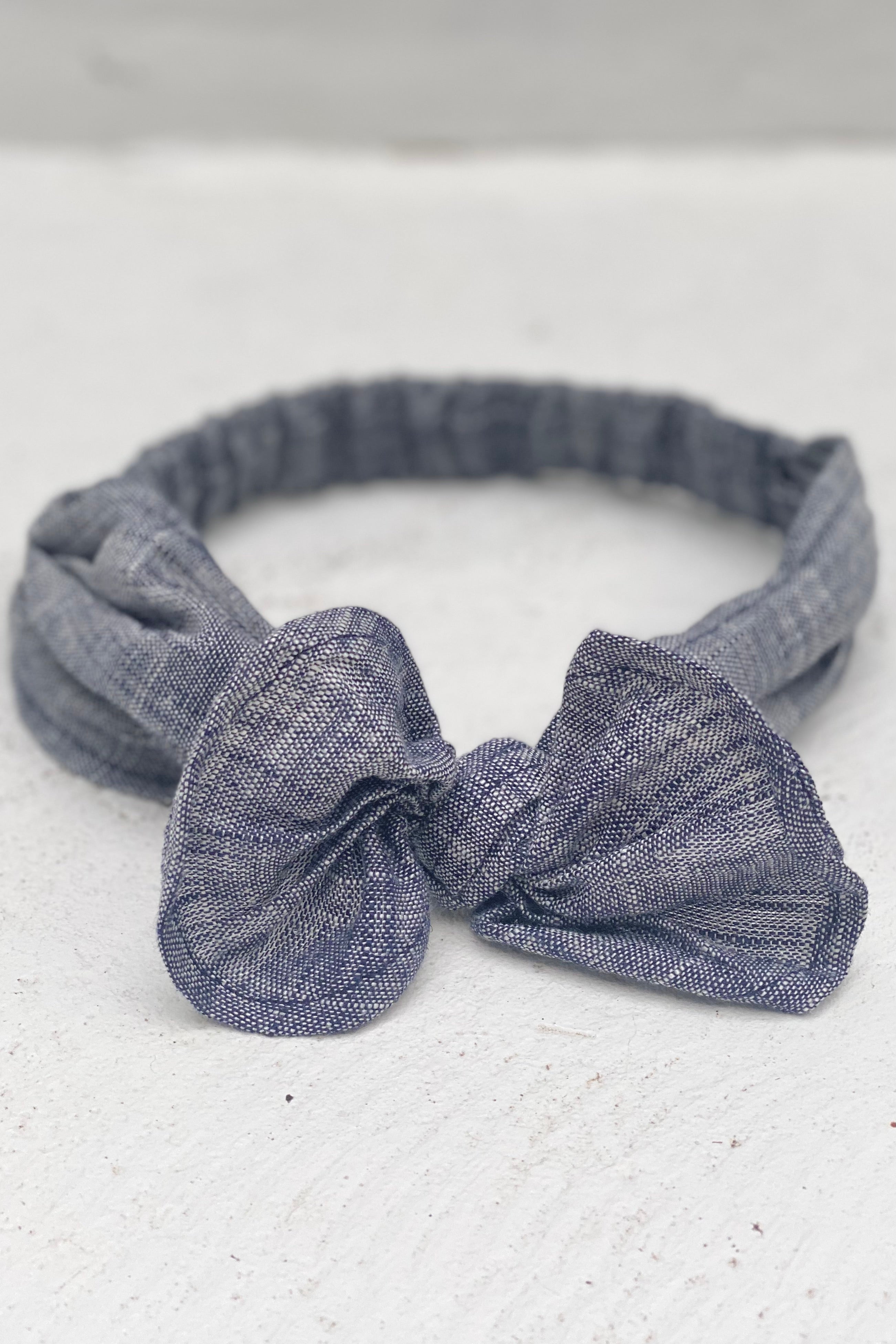 Girls Headband - Blue Linen - MY ISLAND COLLECTIVE