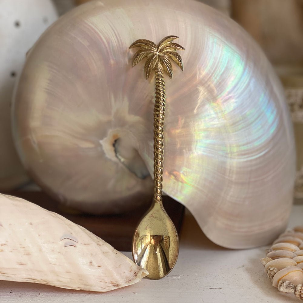 Gold Brass Palm Tree | Tea Spoon - MY ISLAND COLLECTIVE