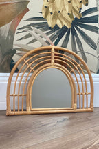 Half Circle Rainbow Rattan Mirror