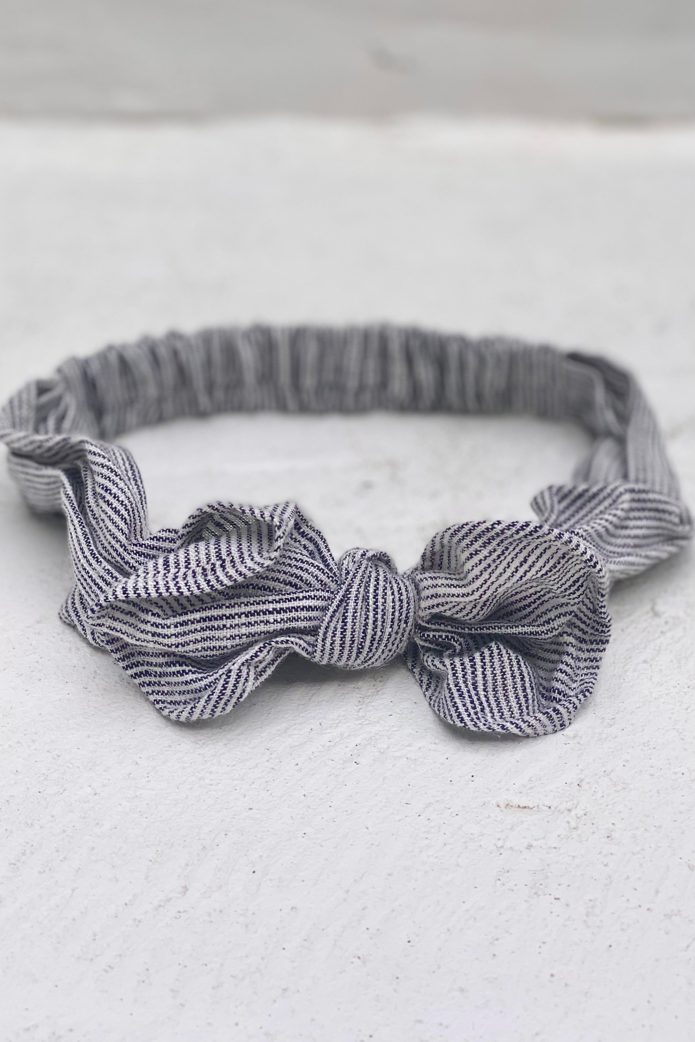 Girls Headband - Charcoal Pinstripe