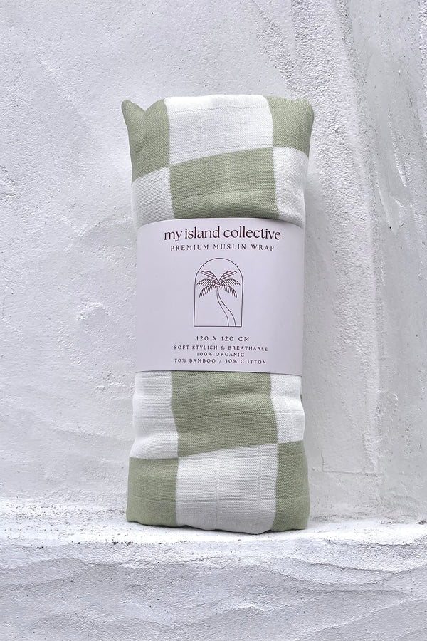 Organic Bamboo / Cotton Baby Wrap | Checkered | Apple