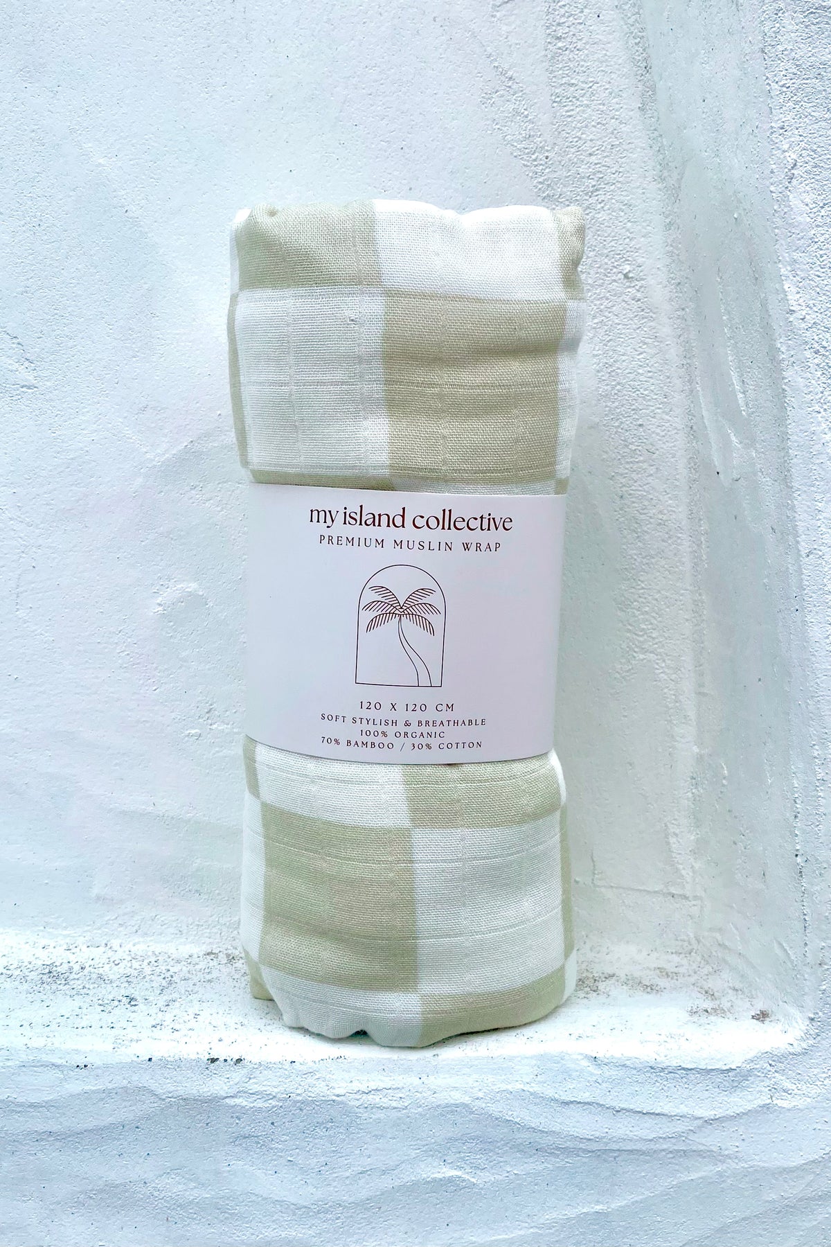Organic Bamboo / Cotton Baby Wrap | Checkered | Almond
