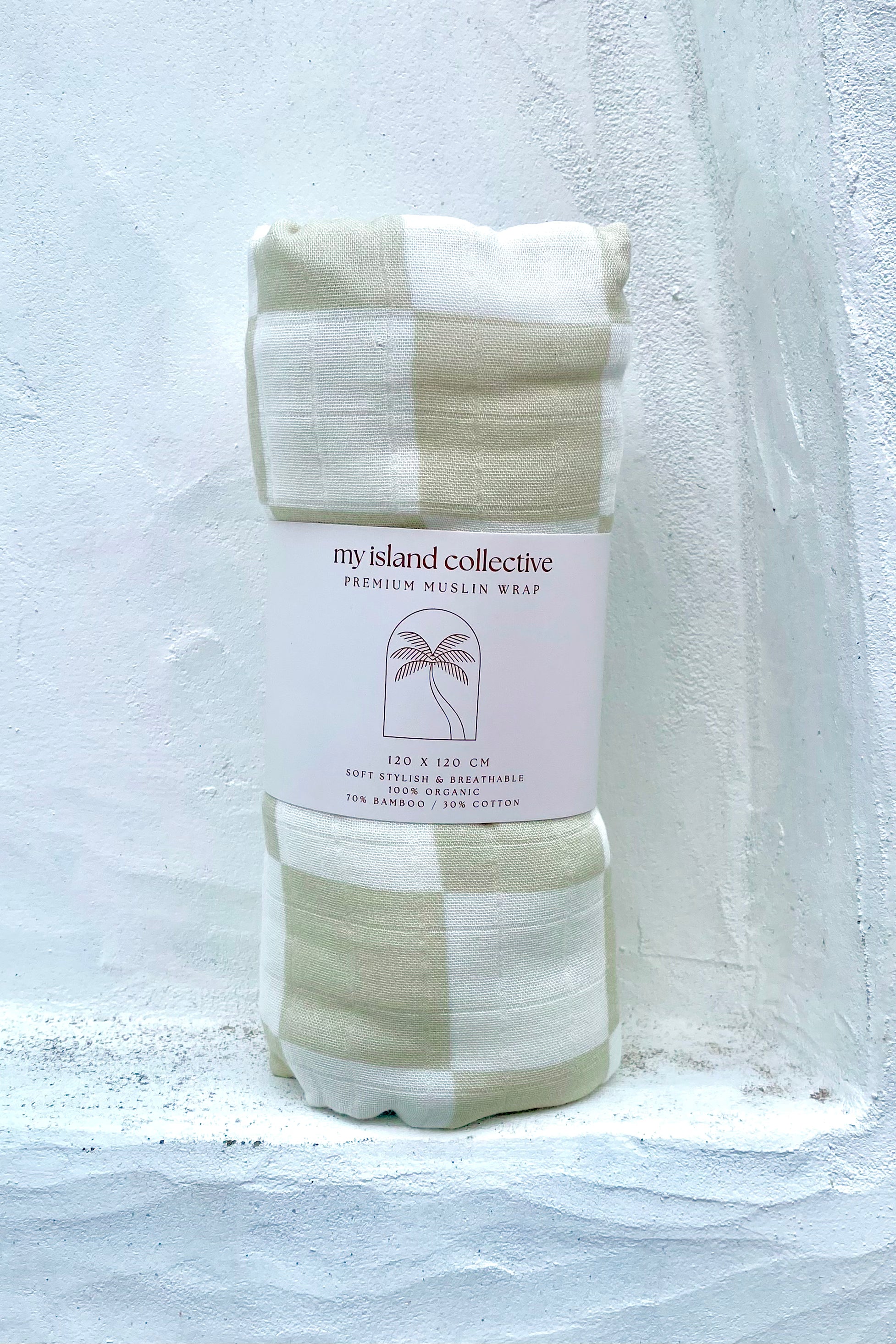 Organic Bamboo / Cotton Baby Wrap | Checkered | Almond