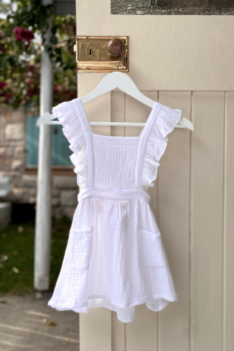 Isobel Pinafore Dress - White