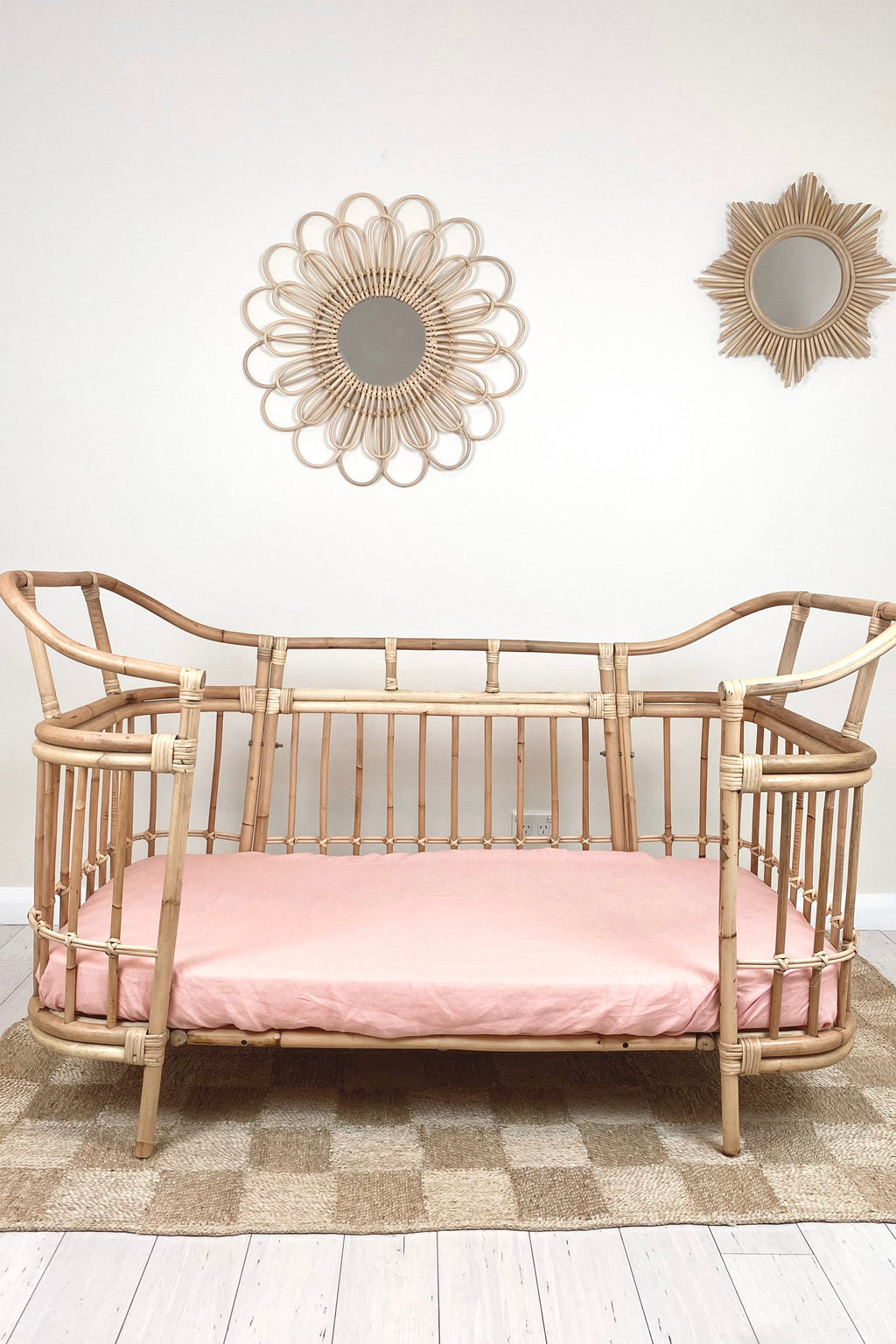 Isola French Flax Linen Fitted Cot Sheet | Blush - MY ISLAND COLLECTIVE