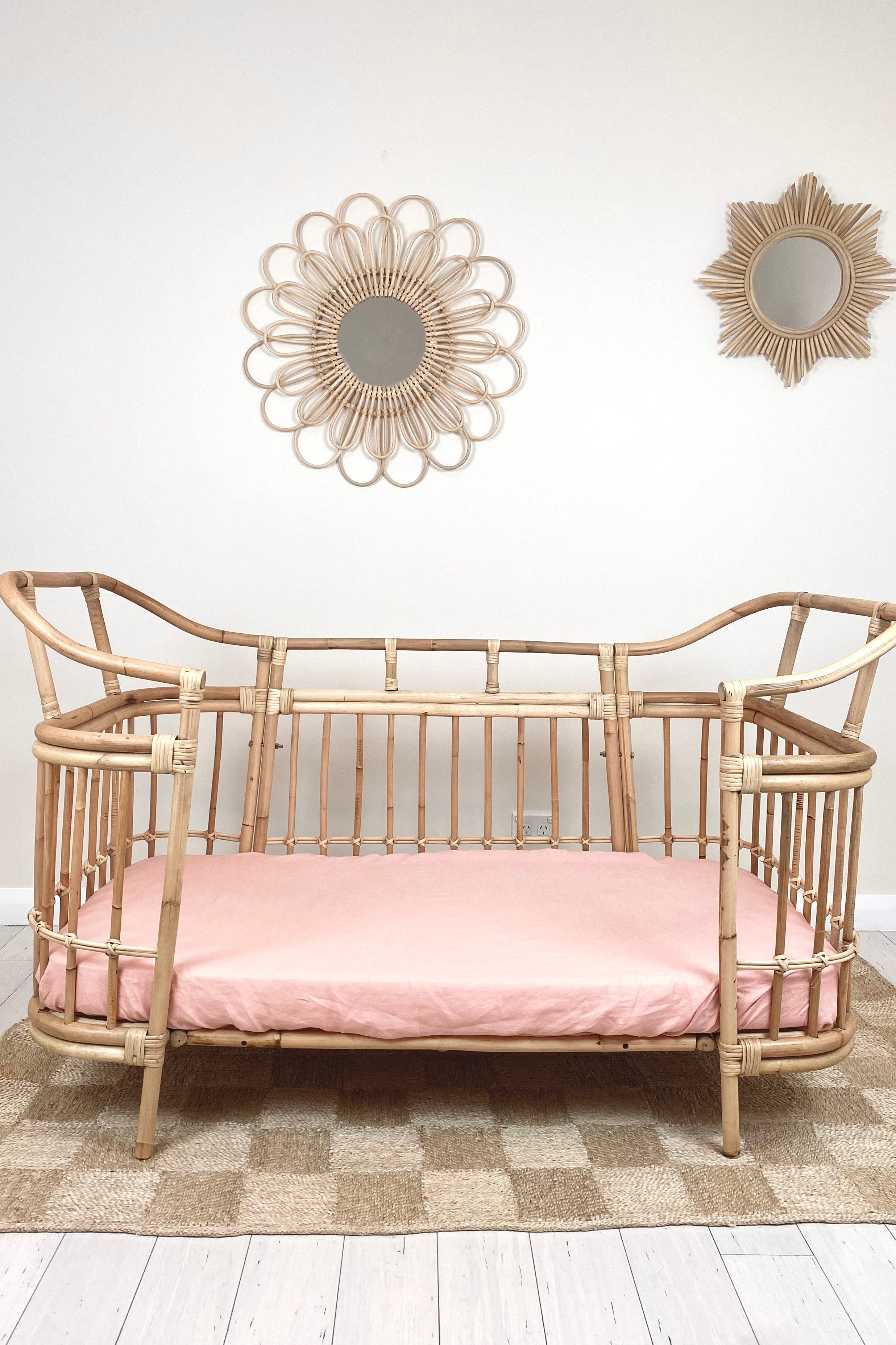 Isola French Flax Linen Fitted Cot Sheet | Blush - MY ISLAND COLLECTIVE