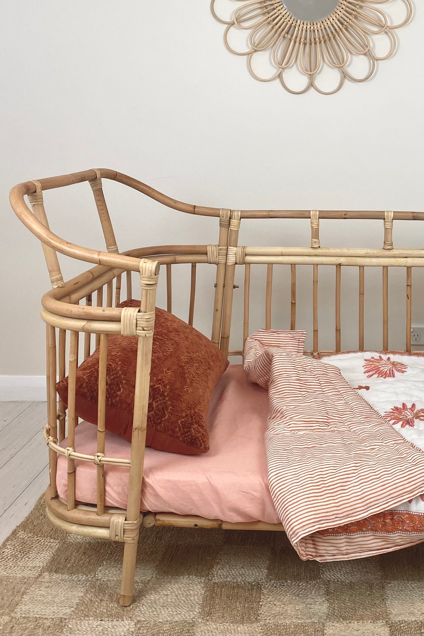 Isola French Flax Linen Fitted Cot Sheet | Blush - MY ISLAND COLLECTIVE