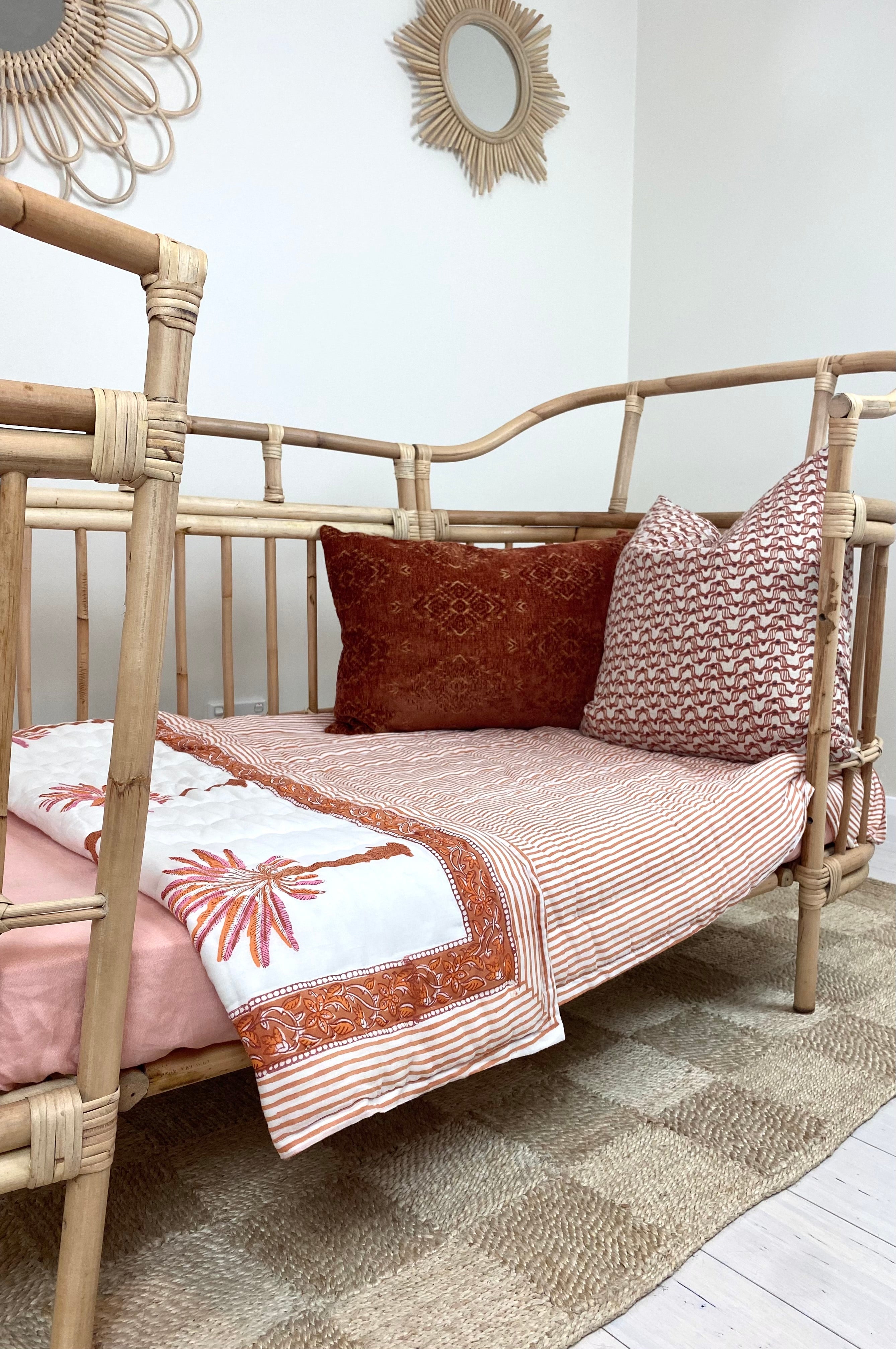 Isola French Flax Linen Fitted Cot Sheet | Blush - MY ISLAND COLLECTIVE