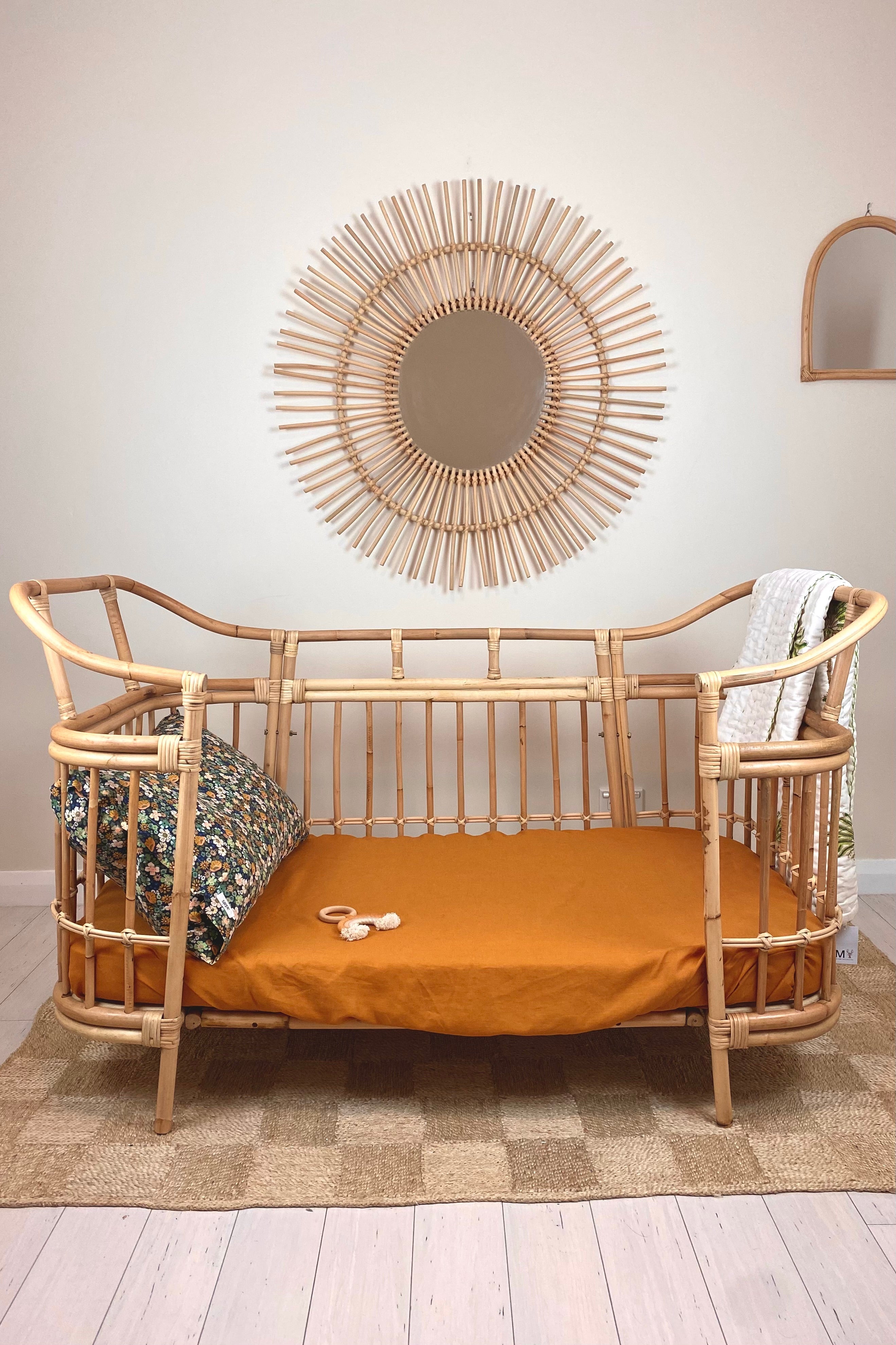Isola French Flax Linen Fitted Cot Sheet | Mustard - MY ISLAND COLLECTIVE