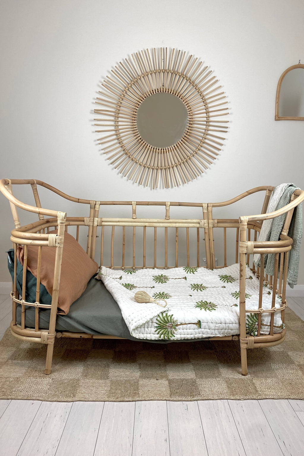 Isola French Flax Linen Fitted Cot Sheet | Olive - MY ISLAND COLLECTIVE